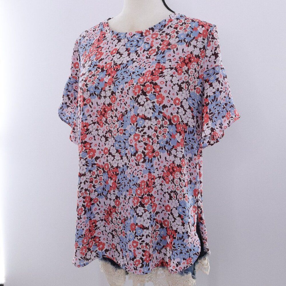 LOFT | Short Sleeve Floral Chiffon Top Medium